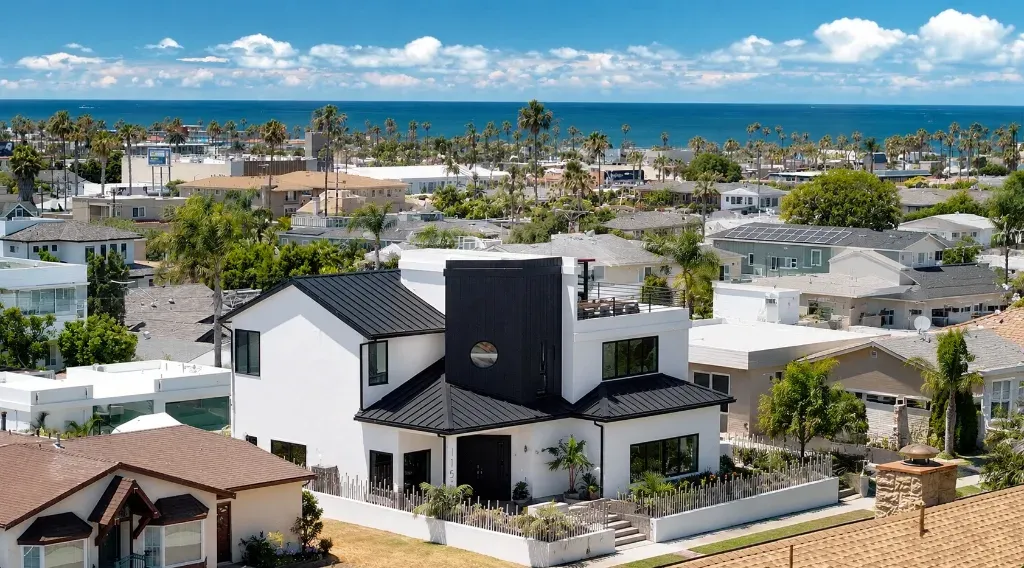 Aerial view of Ready Homes architecture and surrounding landscape